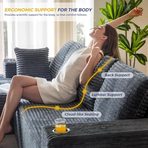 Vista 5 de MAXYOYO Sofá modular de 104 pulgadas con diván en forma de L, moderno sofá deshuesado para sala de estar, sofá en una caja, sofá cama de gran