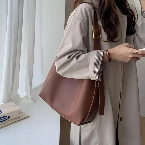 Vista 2 de Bolso bandolera de piel sintética para mujer, bolsos cruzados de diseño para mujer, bolso de mano vegano grande retro con cartera