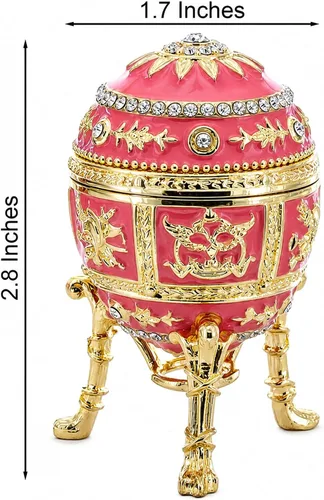 Vista 3 de BestPysanky Huevo de Pascua imperial inspirado en el esmalte rosa con sorpresa