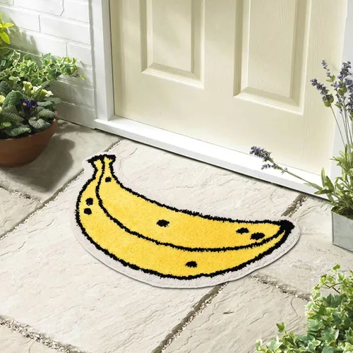Vista 8 de FROZZUR Alfombra de baño de plátano, tapetes de baño para baño, bonita alfombra de bañera amarilla en forma de fruta, alfombra de baño de Navidad