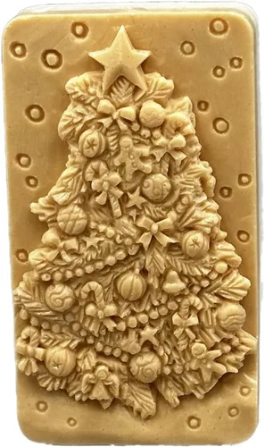 Vista 7 de Juego de 4 moldes de silicona para jabón navideño: bola, corona de Navidad, copo de nieve, árbol de Navidad