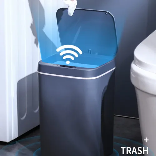 Vista 5 de Basurero inteligente, para el hogar, con sensor inteligente, recargable, pequeño, para el hogar, canasta de plástico para oficina, cocina