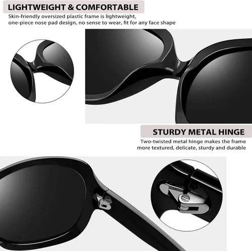 Vista 150 de Joopin Lentes de sol de gran tamaño para mujer, polarizados, grandes, para conducción, protección UV, grandes sombras