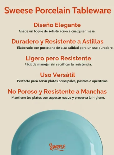 Vista 7 de Sweese Platos de postre de porcelana – Platos de ensalada de 7.8 pulgadas, platos pequeños para aperitivos, juego de 6 – Lavavajillas, microondas