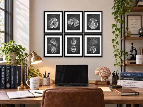 Vista 2 de Neuroscience Art set de 6 impresiones sin marco de anatomía del cerebro humano