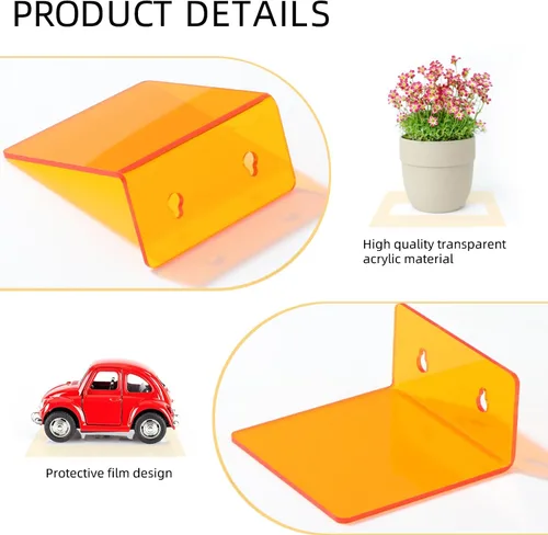 Vista 3 de Estantes de pared de acrílico para almacenamiento, estante flotante, estantes de exhibición multicolores, repisas para figuras, plantas, foto