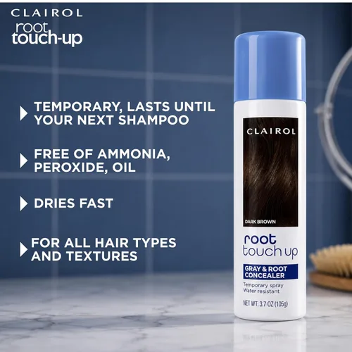 Vista 4 de Clairol Spray para colorear el cabello para retoque de raíz, marrón oscuro