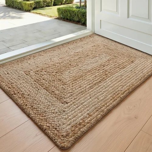 Vista 14 de DEXI Tapete de yute de 24 x 36 pulgadas, tapete tejido para entrada Marrón topo claro