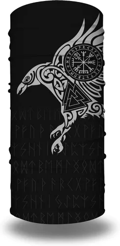 Vista 2 de DUOLIFU Geniales bandanas de calavera deportiva y casual, estampado vikingo, bufanda, pasamontañas, forro para casco