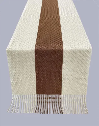 Vista 8 de Rilassato Camino de mesa tejido a rayas con borlas para boda, despedida de soltera, rústico, hogar, granja, decoración de mesa de comedor