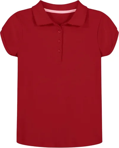 Vista 6 de Nautica Camisa polo de manga corta para uniforme escolar para niñas, cierre de botón, tela de piqué suave