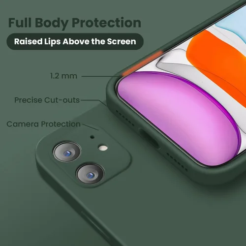 Vista 4 de Cordking Funda diseñada para iPhone 11, silicona [borde recto] y [protección de cámara] Funda mejorada para teléfono con forro de microfibra suave