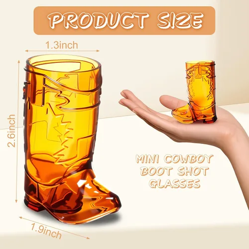 Vista 3 de SAIAOKJ Vasos de Chupito en Forma de Bota de Vaquero, 12 Piezas de 1 Onza Vasos de Chupito Mini de Plástico en Forma de Bota, Vasos de Plástico