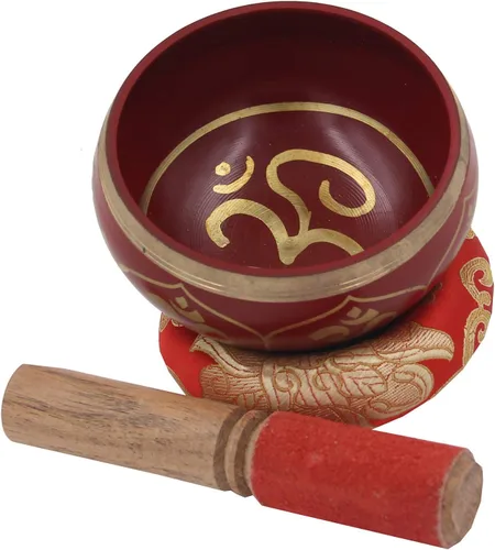 Vista 2 de DharmaObjects Relajante Yoga Meditación Om Peace Singing Bowl/Cojín de Seda/Juego de mazo de palisandro