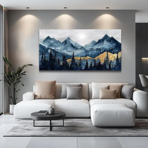 Vista 4 de FUHAIHUA Arte de Lienzo para Pared de Sala de Estar Decoración de Pared para Dormitorio Oficina Decoración de Pared Pintura de Paisaje de Montaña