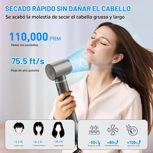 Vista 3 de Quico 5 en 1 cepillo secador de pelo, cepillo giratorio para rizar