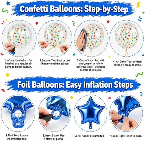 Vista 3 de Globos negros y rojos amarillos azules, globos de confeti de 12 pulgadas negros rojos amarillos azules verdes plateados metálicos con globo