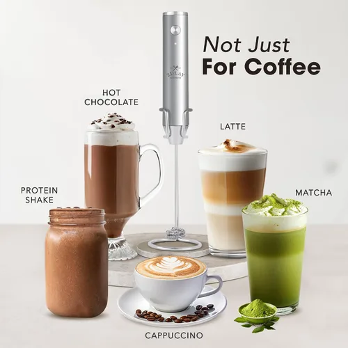 Vista 287 de Zulay Milk Boss Espumador de leche potente manual, hace espuma para latte, batidor para mezclar bebidas, café, miniespumador para capuchino, frappé