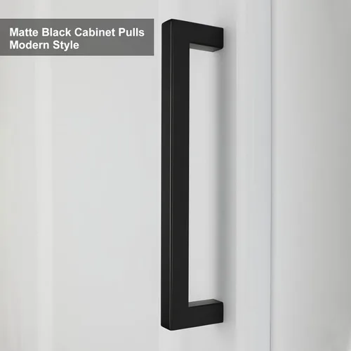 Vista 3 de Goldenwarm LSJ12BK. - Manijas de barra cuadrada para cajón de armario, color negro, herrajes negros modernos LSJ12BK para cocina y baños, manijas