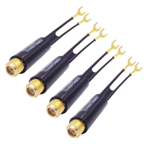 Vista 7 de Transformador a juego, paquete de 3 unidades, chapado en oro, adaptador de 75 ohmios a 300 ohmios, convertidor de transformador balun UHF / VHF / FM