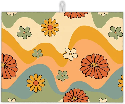 Vista 9 de Tapete de secado de platos para encimera de cocina, almohadilla de secado de platos de palmeras tropicales, protector de microfibra reversible