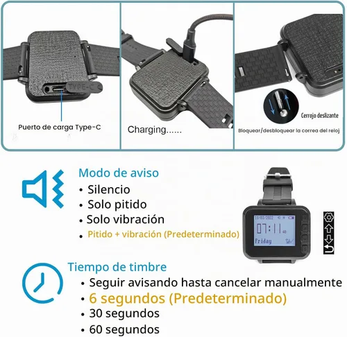 Vista 6 de Sistema inalámbrico de llamada de camarero con 1 pantalla de número/3 localizadores de relojes/20 botones de llamada de mesa impermeables, 1