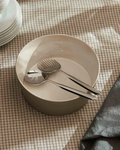 Vista 3 de Alessi Juego de ensalada "Collo-alto" en acero inoxidable 18/10 pulido espejo, plata