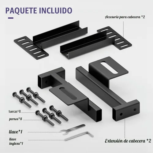 Vista 8 de Soportes ajustables para cabecero – Soportes de montaje en pared de metal para cabecero con kit de extensión de estribo para cama individual