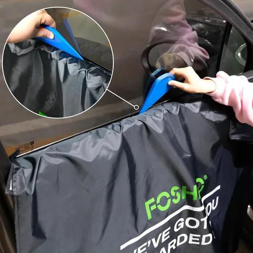 Vista 5 de FOSHIO Paquete de 2 paneles de puerta de automóvil impermeables, protección para ventanas, herramientas para envolver el automóvil, protector