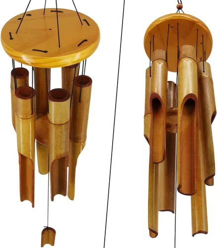Vista 5 de Campanas de viento de bambú para exteriores, Campanas de viento de madera con melodía de tono profundo, Campana de viento Zen clásica de 30