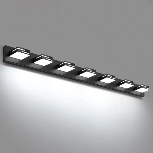 Vista 33 de Lámparas LED modernas para tocador de baño, 2 luces regulables de 15 pulgadas, color negro mate, para accesorios de iluminación de baño sobre