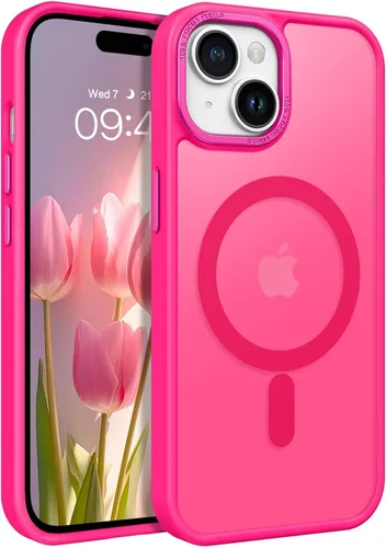 Vista 25 de BENTOBEN Funda para iPhone 15, funda para iPhone 15 compatible con MagSafe, funda magnética mate translúcida a prueba de golpes para mujeres y Rosa