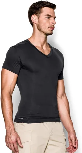 Vista 3 de Under Armour Camiseta de compresión táctica HeatGear, cuello en V para hombre