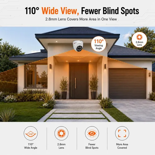 Vista 11 de MWRCTV Sistema de cámara de seguridad IP PoE de audio de 2 vías, 8 cámaras domo con cable de 4MP para seguridad del hogar, lente gran angular