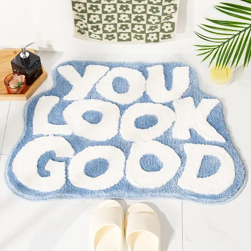 Vista 12 de 𝗟𝗮𝗿𝗴𝗲 𝟮𝟰" x 𝟯𝟭" Alfombra de Baño "You Look Good" Linda Alfombra de Baño Lindas Alfombras de Baño Divertidas Alfombras de Baño Divertidas Decoración