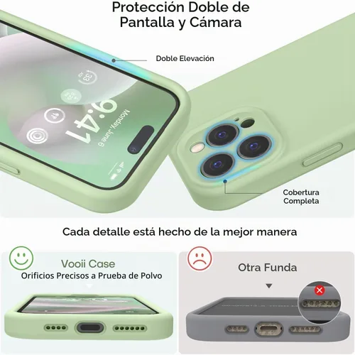 Vista 3 de Vooii Funda compatible con iPhone 15 Pro, silicona líquida Defender mejorada, [protección mejorada de la cámara]