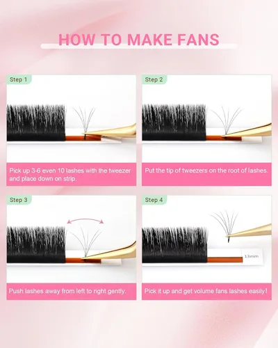 Vista 7 de NAGARAKU Easy Fan - Extensiones de pestañas con volumen, 0.07 D 0.354 in, negro mate Soft Faux Mink PBT Fiber, Rapid Self Blooming Fans 2D-20D