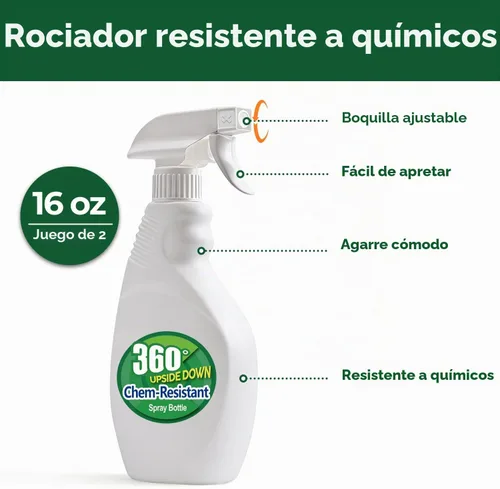 Vista 2 de T4U Botellas pulverizadoras para limpieza de 16 onzas, paquete de 2