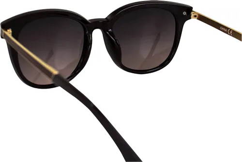 Vista 5 de AlterImage Allure Fashion - Gafas de sol retro para mujer, montura marrón, con patillas de metal de doble color y lentes marrón degradado, café