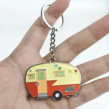 Vista 9 de Llavero de casa rodante con texto en inglés "Happy RV", llavero para parejas, regalo para hombres y mujeres, accesorios de campamento, paquete de 2