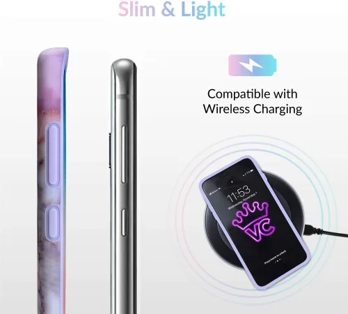 Vista 6 de Velvet Caviar Funda compatible con Samsung Galaxy S10 Plus, bonitas fundas protectoras para niñas y mujeres (mármol blanco)