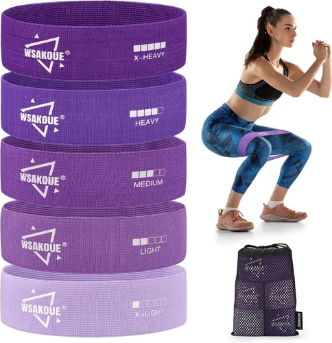 Vista 9 de WSAKOUE Fabric Resistance Bands for Working Out – 5 Booty Bands for Women & Men, Exercise Workout Bands for Legs, HIPS & Glutes – Ideal for Home