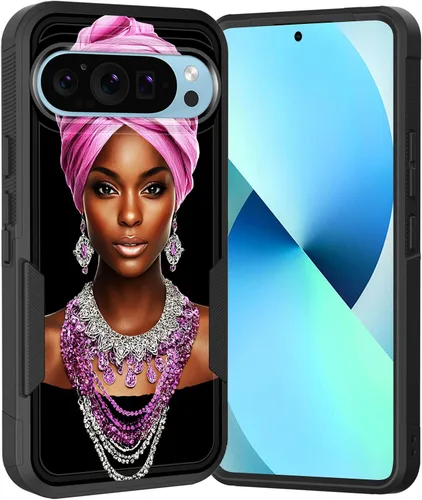 Vista 108 de Funda para Pixel 6A, Híbrida de Doble Capa de Servicio Pesado Resistente a Prueba de Golpes PC Duro + Funda Protectora de Silicona Suave para Google