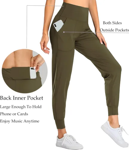 Vista 21 de Oalka - Pantalones deportivos para mujer, con cintura alta y bolsillos, para hacer deporte, yoga y entrenar