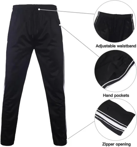 Vista 4 de Megub Conjunto deportivo de 2 piezas para hombre, casual para hombres altos y grandes, conjunto de traje deportivo a rayas laterales