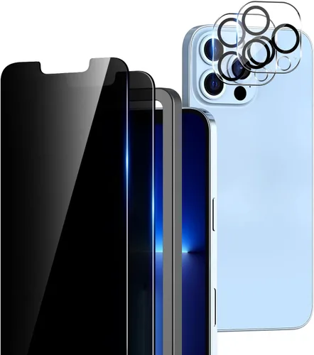 Vista 18 de TOCOL Intnl Pack - Protector de pantalla de vidrio templado de privacidad para iPhone 13 Mini de 5.4 pulgadas, protector de lente de cámara, sin