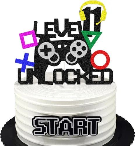 Vista 3 de Suministros para fiestas de videojuegos, controlador de juegos, 10 decoraciones de decoración de pasteles para decoración de fiesta de videojuegos
