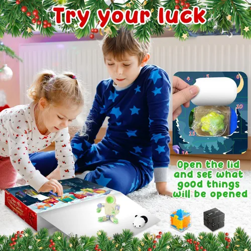 Vista 5 de HelloJoy Calendario de Adviento de Navidad 2025 para niños y niñas, calendario de cuenta regresiva de 24 días, juego de juguetes sensoriales