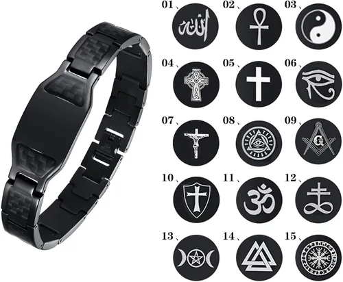Vista 5 de Hisatan Pulsera de eslabones personalizada personalizable para hombre con pulsera de moda de acero inoxidable con varios patrones