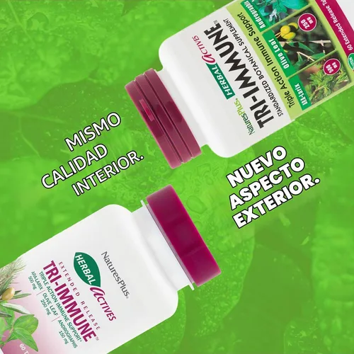 Vista 2 de NaturesPlus Herbal Actives Tri-Immune, liberación prolongada – 60 tabletas – vegetariano, sin gluten – 30 porciones